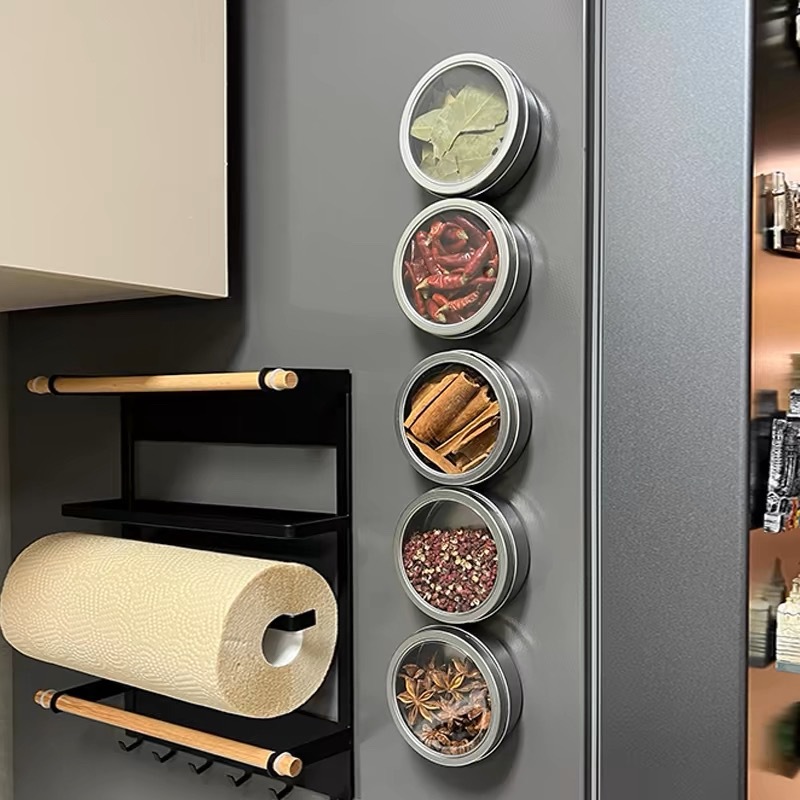 Tin Container Lid - Recipientes magnéticos para especiarias com tampas
