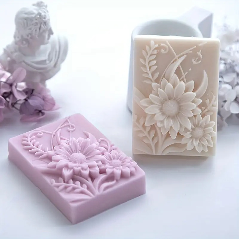 Candle Making Party - Molde de silicone quadrado de flor
