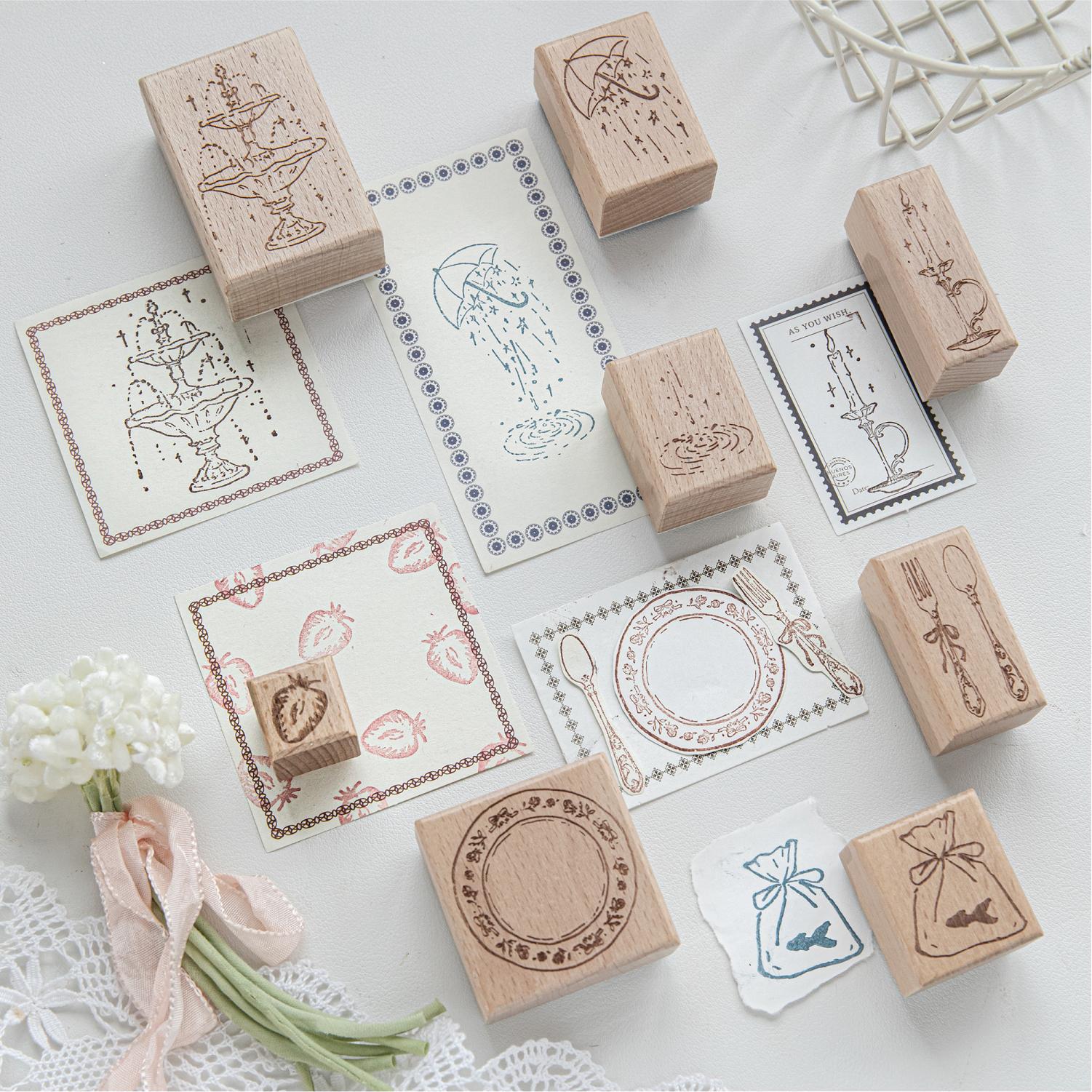 Candle Making Supplies - Carimbo de Madeira com Design de